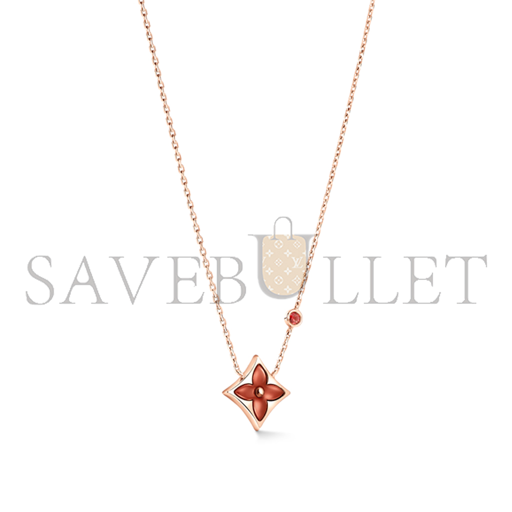 LOUIS VUITTON COLOR BLOSSOM BB CNY STAR 18K CHALCEDONY RUBY NECKLACE Q03272